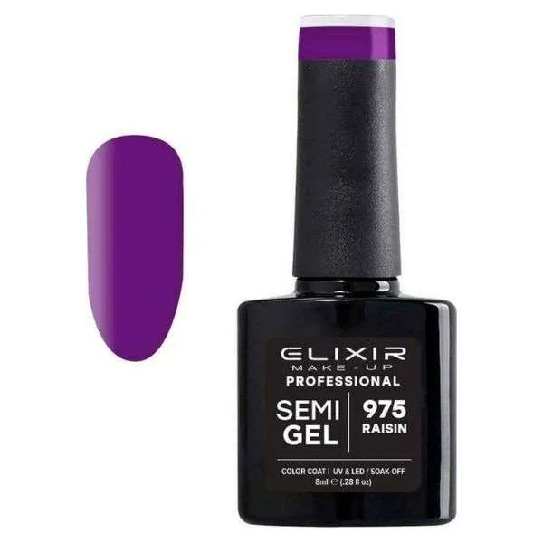 Φωτογραφία προϊόντος: Elixir Professional Semi Gel Ημιμόνιμο Βερνίκι Νυχιών 975 Raisin Mωβ Έντονο 8ml