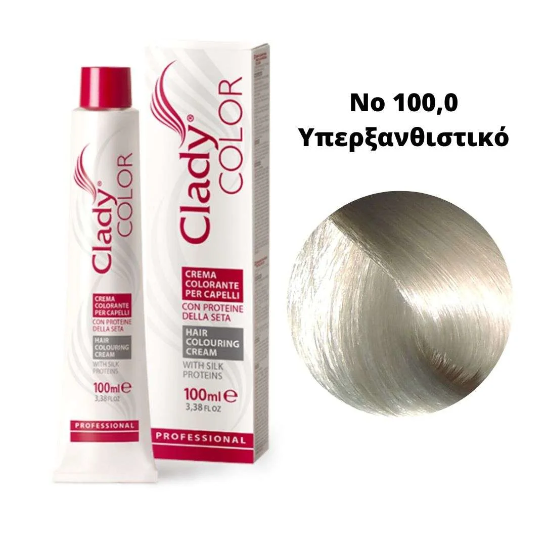 Φωτογραφία προϊόντος: Clady Color Βαφή Μαλλιών Με Πρωτεΐνες Μεταξιού Νο 100,0 Υπερξανθιστικό 100ml