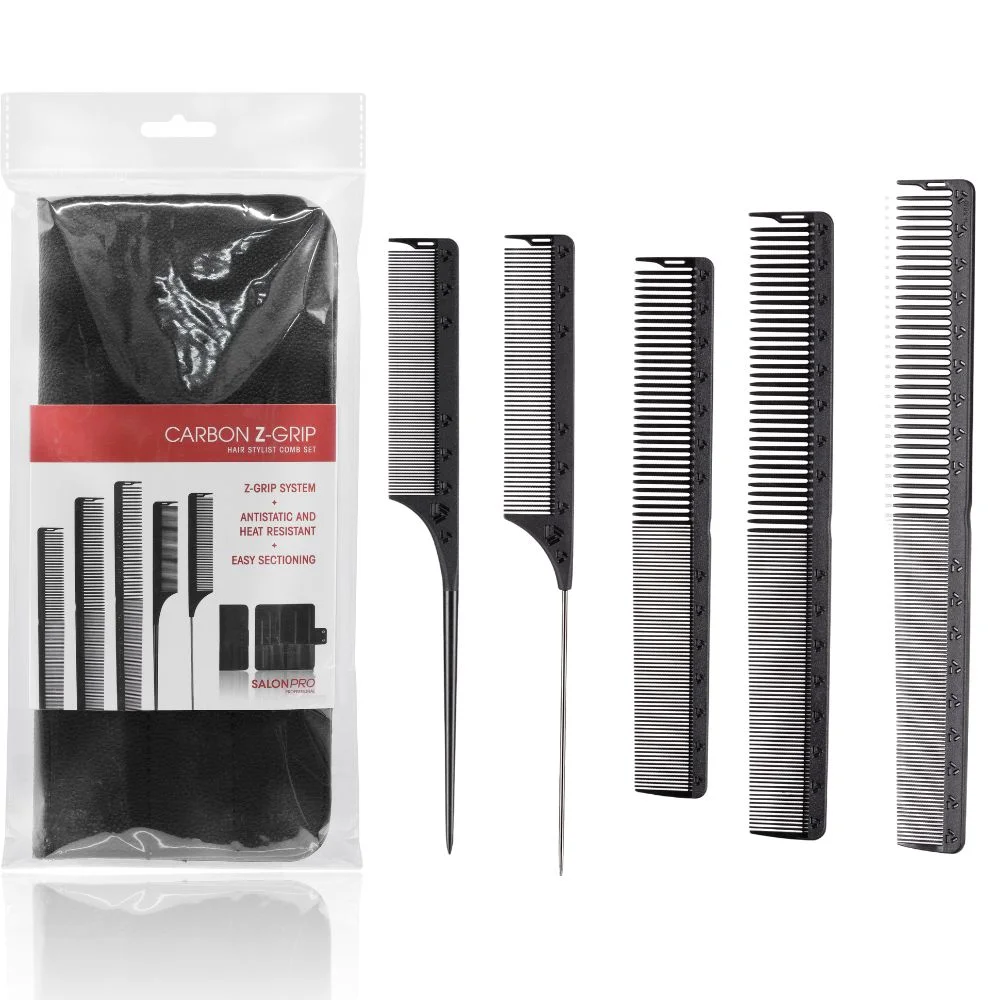 Φωτογραφία προϊόντος: The Barber Professional Σετ Χτένες Salon Pro Styling Comb Set Black 5 τεμ.