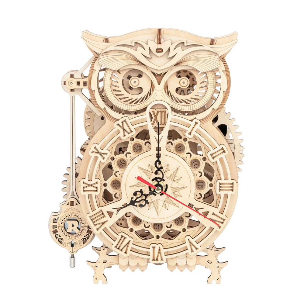 Φωτογραφία προϊόντος: 3D Wooden Puzzles and Mechanical Models Ξύλινη κατασκευή ROBOTIME Owl Clock