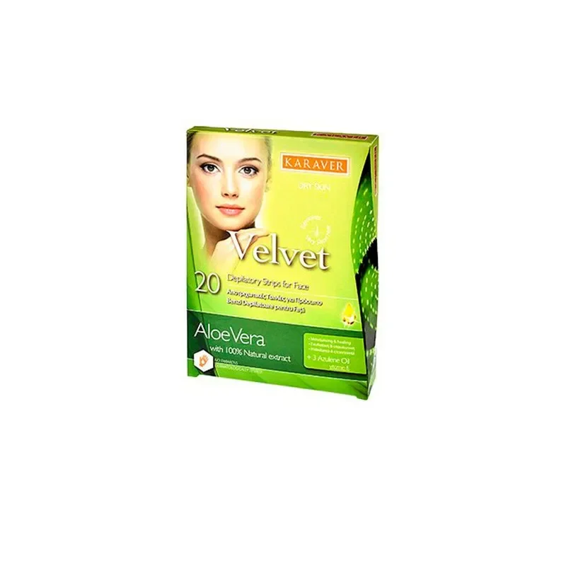 Φωτογραφία προϊόντος: Karaver Velvet Face Αποτριχωτικές Ταινίες Προσώπου με Aloe Vera 20τμχ