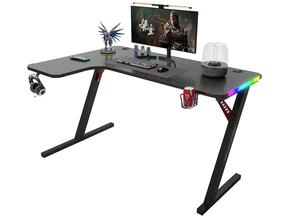 Φωτογραφία προϊόντος: Γραφείο Gaming P201 Με Φωτισμό RGB Υφή Ανθρακονήματος Και Μεταλλικό Σκελετό