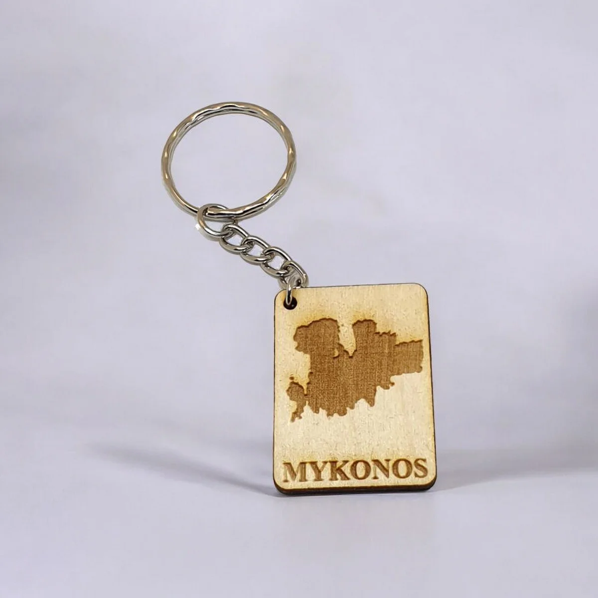 Φωτογραφία προϊόντος: woodseason Ξύλινο μπρελόκ νησί Μύκονος Κωδ.:2911