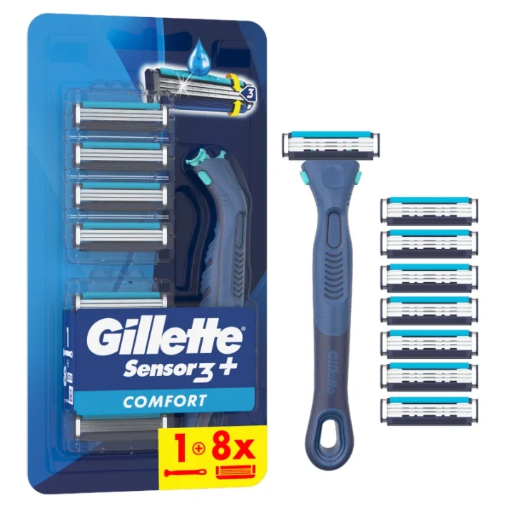 Φωτογραφία προϊόντος: Gillette Ανδρική Ξυριστική Μηχανή με Εργονομική Λαβή & 8 Ανταλλακτικές Κεφαλές Sensor3+ Comfort