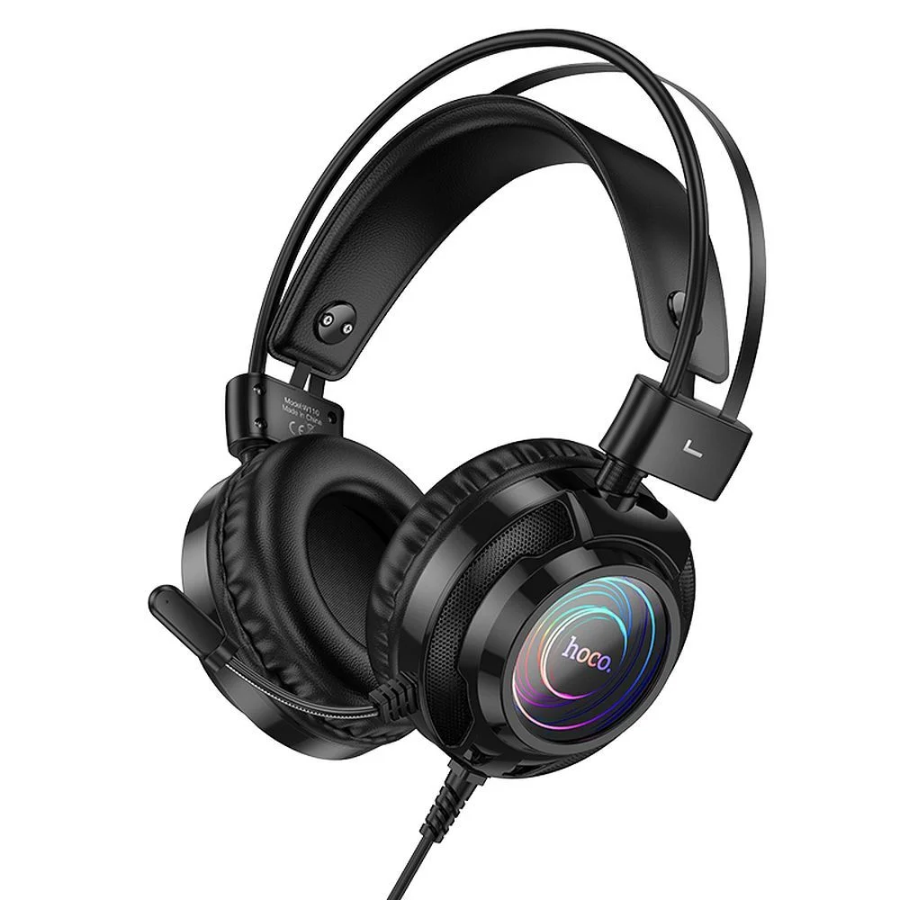 Φωτογραφία προϊόντος: . HOCO wire headphones USB A + Jack 3,5 mm with microphone gaming W110 2 m black