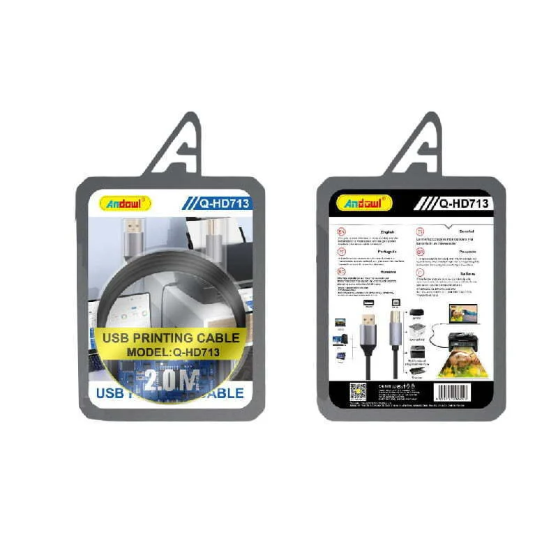 Φωτογραφία προϊόντος: OEM Andowl USB 2.0 Cable USB-A male - USB-B male Γκρι 2m ()
