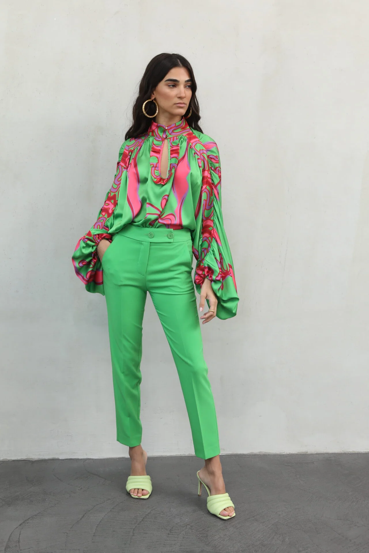 Φωτογραφία προϊόντος: Karen Highwaisted Pants – Green / Black / Purple Nema Green