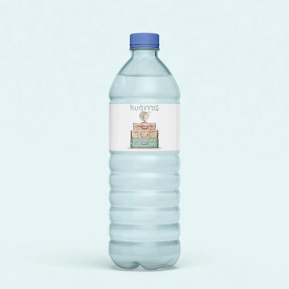 Φωτογραφία προϊόντος: Ecobags Αυτοκόλλητες Ετικέτες Νερού Βάπτισης Θέμα Ταξίδι – Υδρόγειος Σφαίρα