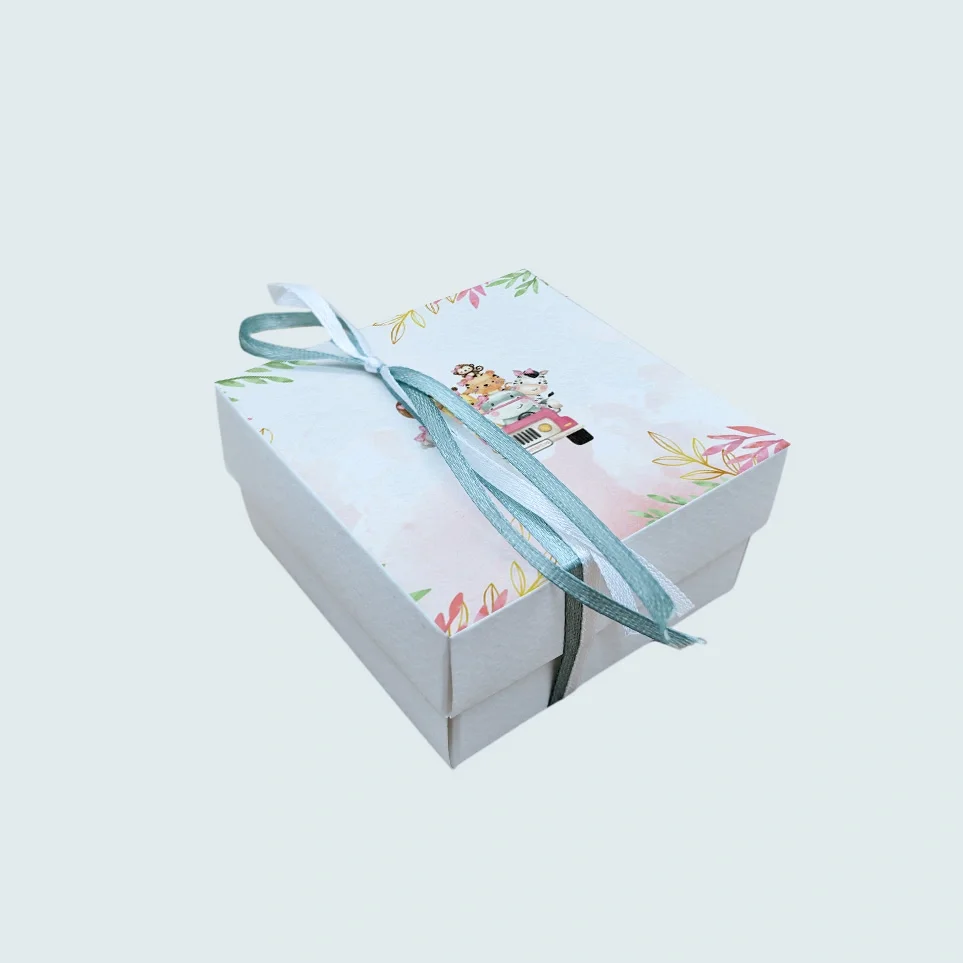 Φωτογραφία προϊόντος: Ecobags Μπομπονιέρα Βάπτισης Κουτάκι με Εκτύπωση και Κουφέτα Χατζηγιαννάκης Θέμα Σαφάρι Ροζ