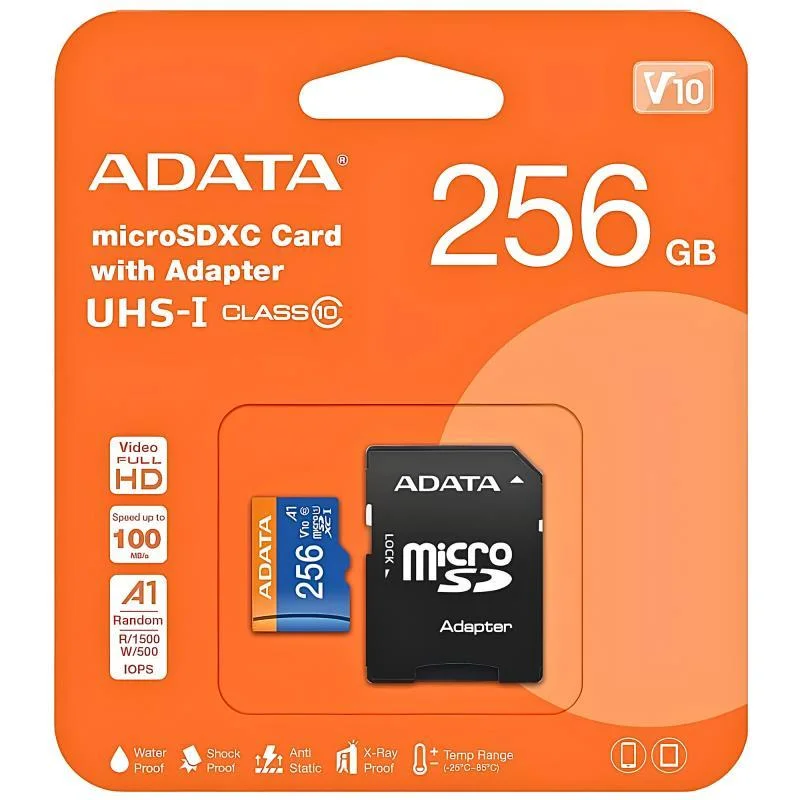 Φωτογραφία προϊόντος: Κάρτα μνήμης Micro SDXC C10 UHS-1 U1 Adata Premier 100MB/s 256GB + 1 ADP N71318