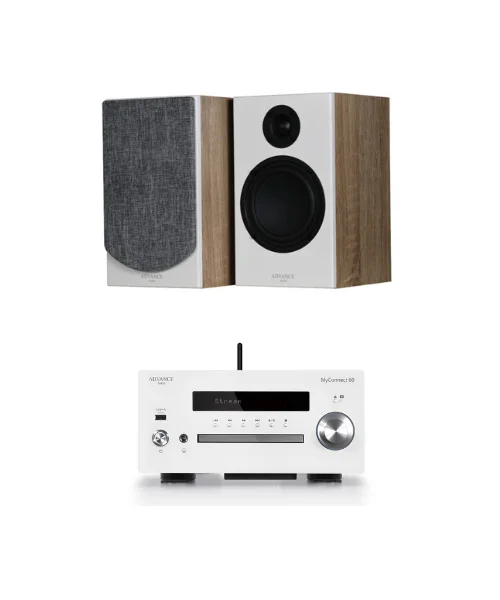 Φωτογραφία προϊόντος: Advance Paris Πακέτο Stereo Hi-Fi με Ηχεία Βιβλιοθήκης και All in One System White