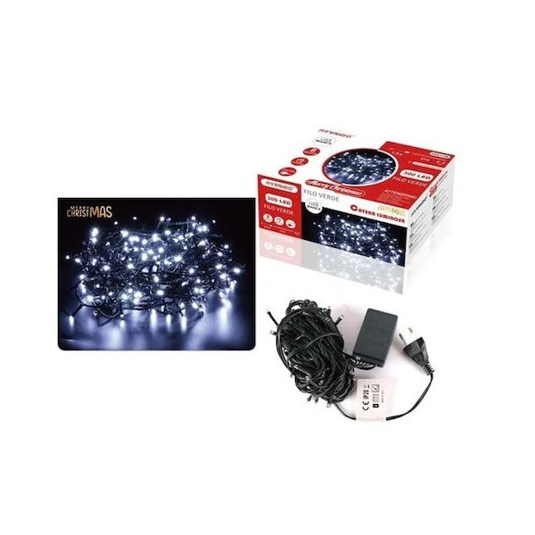 Φωτογραφία προϊόντος: OEM 300 Λαμπάκια LED Ψυχρό Λευκό σε Σειρά με Πράσινο Καλώδιο AN57239 Arrango