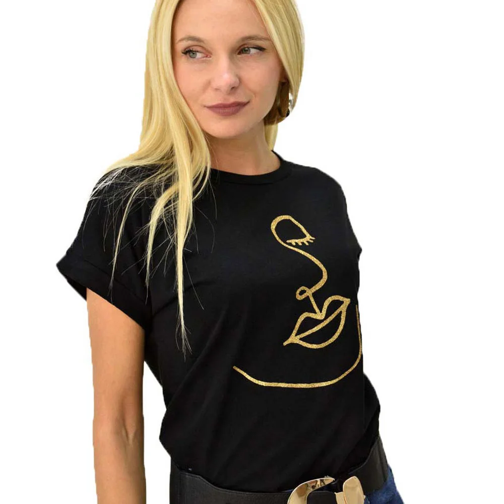Φωτογραφία προϊόντος: First Woman T-shirt με τύπωμα πρόσωπο / Μαύρο
