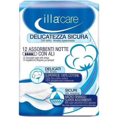Φωτογραφία προϊόντος: illacare Illa Care Notte-Σερβιέτες Νύχτας με Φτερά 12τμχ