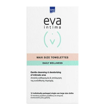 Φωτογραφία προϊόντος: Intermed Intermed Eva Intima Maxi Size Towelettes (12τμχ) - Πανάκια Καθαρισμού της Ευαίσθητης Περιοχής