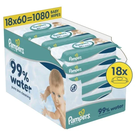 Φωτογραφία προϊόντος: PandG Pampers 99% Water Μωρομάντηλα, (18x60τεμ) 1080τεμ