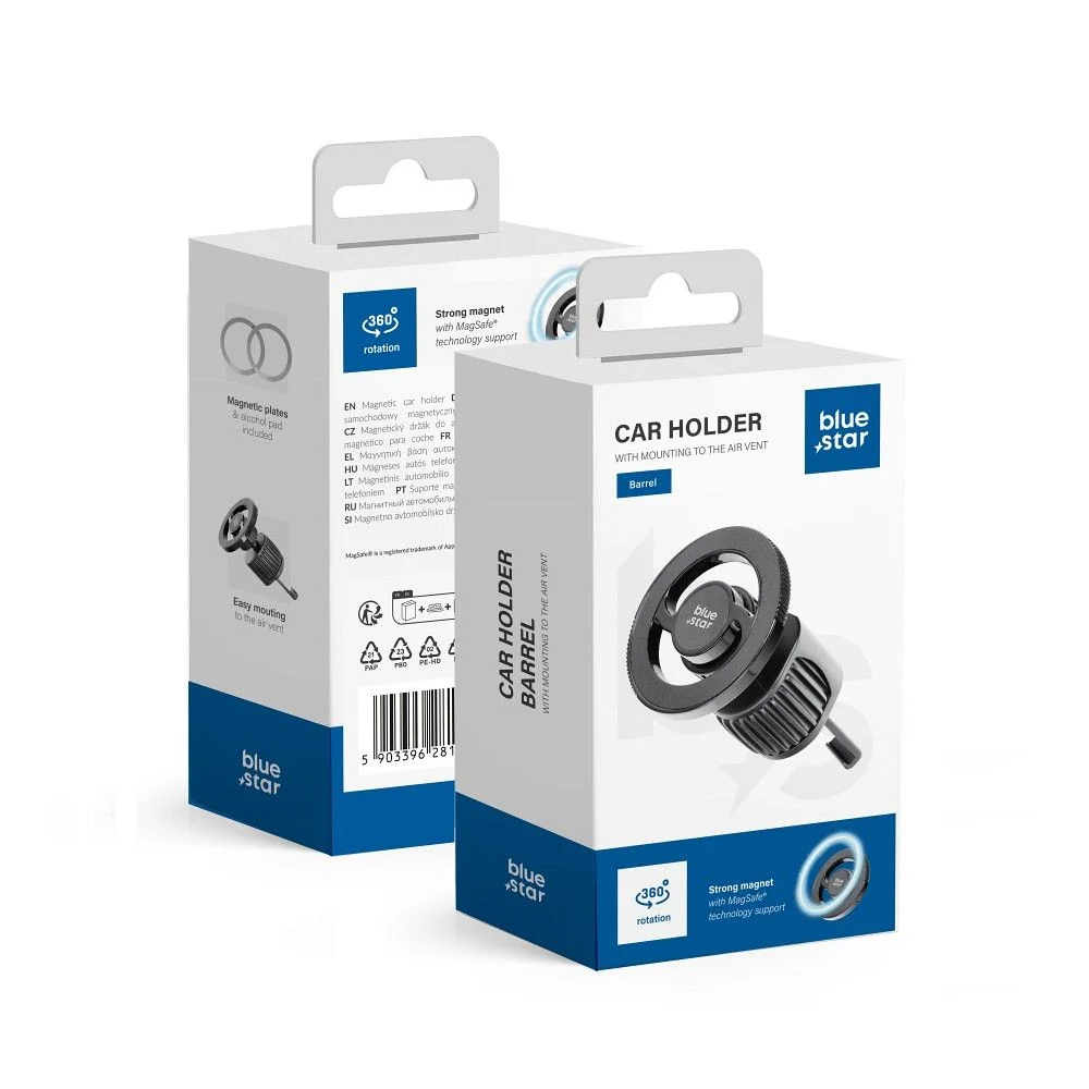 Φωτογραφία προϊόντος: . BLUE STAR BARREL magnetic air vent holder compatible with MagSafe black