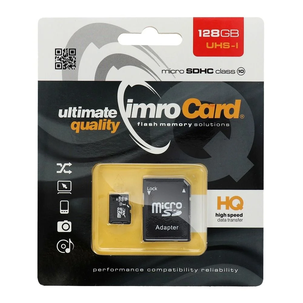 Φωτογραφία προϊόντος: . IMRO memory card microSD 128GB 100MB/s class10 UHS I with adapter SD