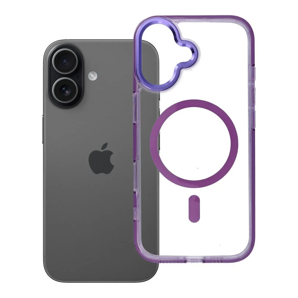 Φωτογραφία προϊόντος: . Case FRAME CLEAR HYBRID MAG COVER compatible with MagSafe for IPHONE 17 purple