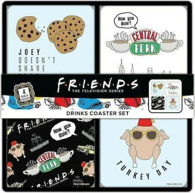 Φωτογραφία προϊόντος: Friends Tv Coasters Set Αυθεντικά Σουβέρ Σκληρό Χάρτινο Πολύχρωμο 4τμχ
