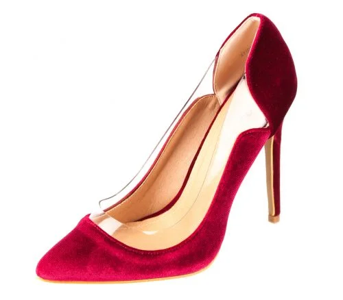 Φωτογραφία προϊόντος: Zak Shoes Γυναικεία Γόβα Suede με Διαφάνεια 11cm Συνθετικό Δέρμα μέσα - έξω κωδ. 37054 Μπορντό.
