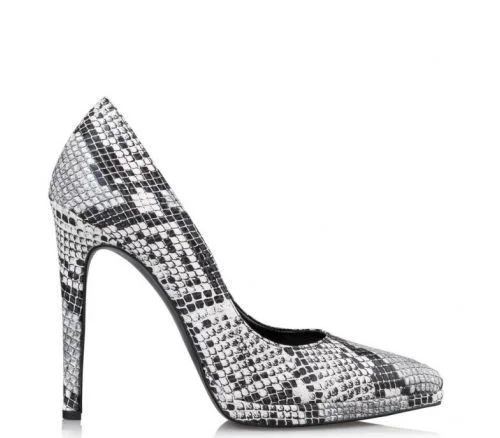 Φωτογραφία προϊόντος: Snake Patterned Pumps, Envie Shoes, Χρώμα Λευκό, Κωδ. E02-08808-0