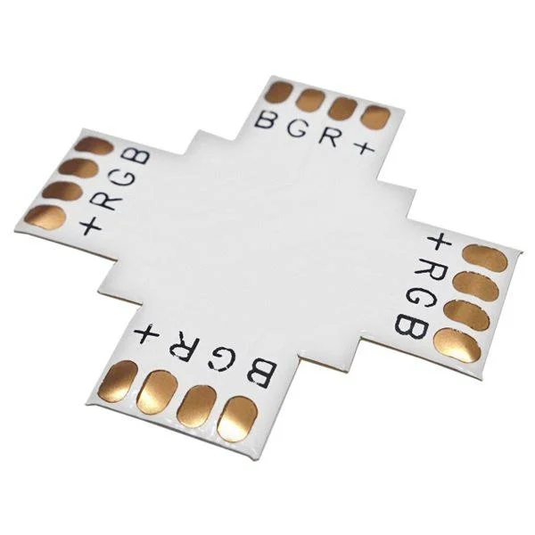 Φωτογραφία προϊόντος: [:el]Connector + για Ταινία LED 7.2 + 14.4 Watt RGB[:en]Connector + for LED Strip 7.2 + 14.4 Watt RGB[:]