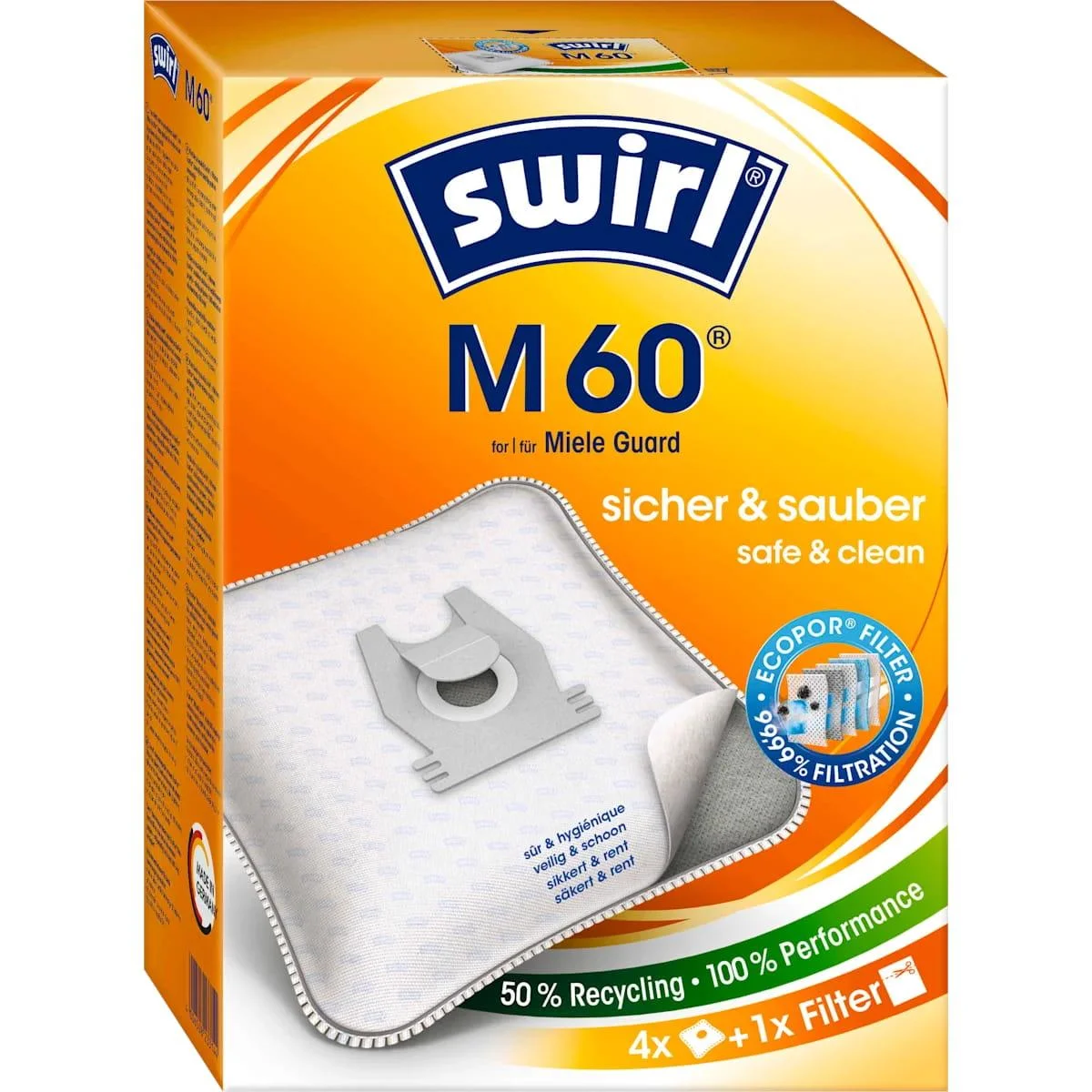 Φωτογραφία προϊόντος: Σακούλες σκούπας swirl M60 τύπου miele Guard L1, Guard M1, Guard S1, Miele TU, CO