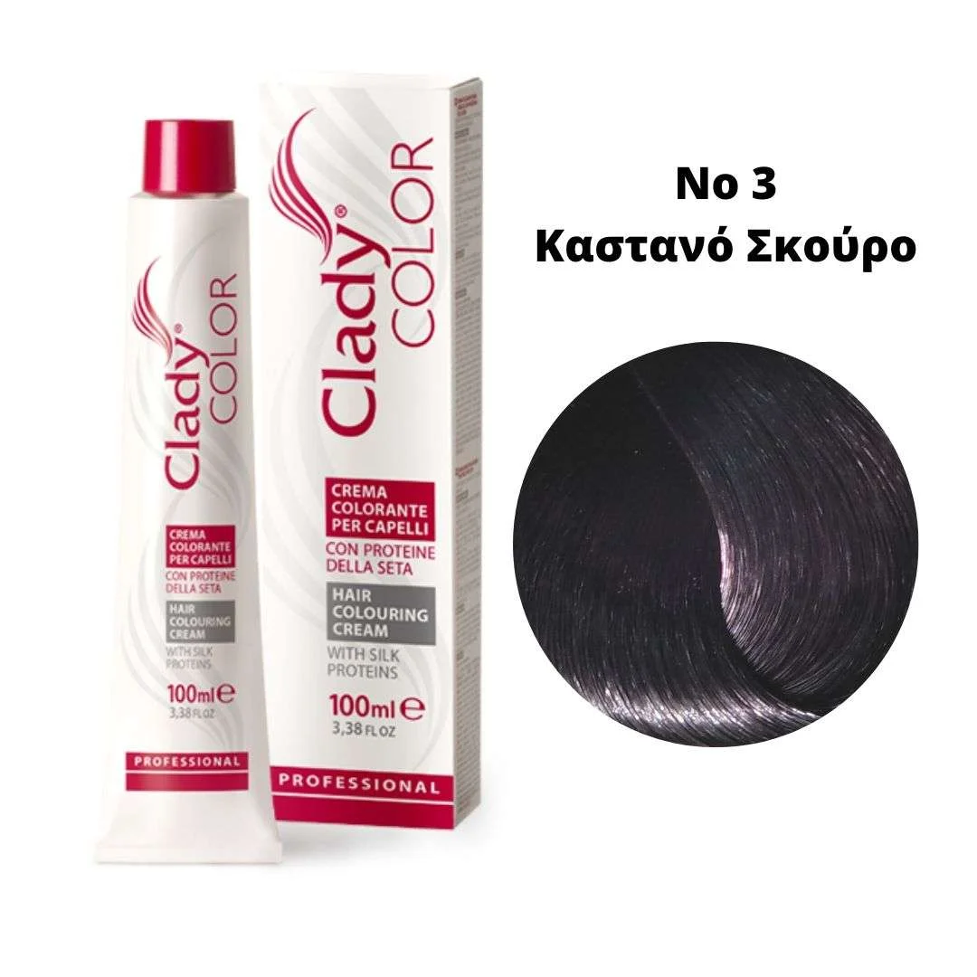Φωτογραφία προϊόντος: Clady Color Βαφή Μαλλιών Με Πρωτεΐνες Μεταξιού Νο3 Καστανό Σκούρο 100ml
