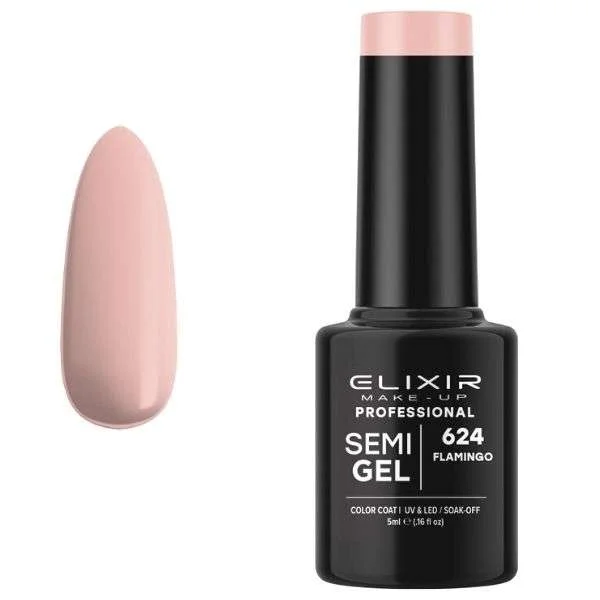 Φωτογραφία προϊόντος: Elixir Professional Semi Gel Ημιμόνιμο Βερνίκι Νυχιών 624 Flamingo Ροζ Ανοιχτό 5ml