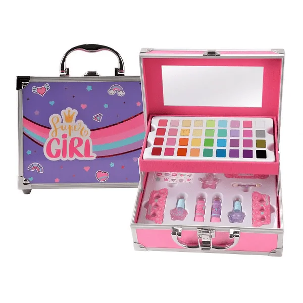 Φωτογραφία προϊόντος: Martinelia Super Girl 2 Level Beauty Case Eyeshadows 36 x 1,5gr Lipsticks 2 x 4gr Nail Polishes 2 x 4ml Toe Separators Nail File + Stickers