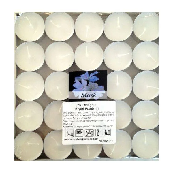 Φωτογραφία προϊόντος: Tealight Candles Κεράκια Ρεσώ 25 τμχ 4 ωρών Καύσης Musk