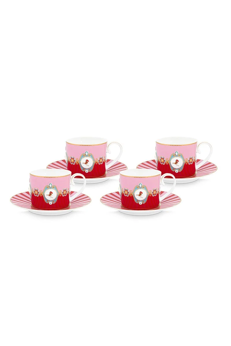 Φωτογραφία προϊόντος: Pip Studio Love Birds Set4 Κούπες Τσαγιού Πορσελάνη με Πιάτο 200ml