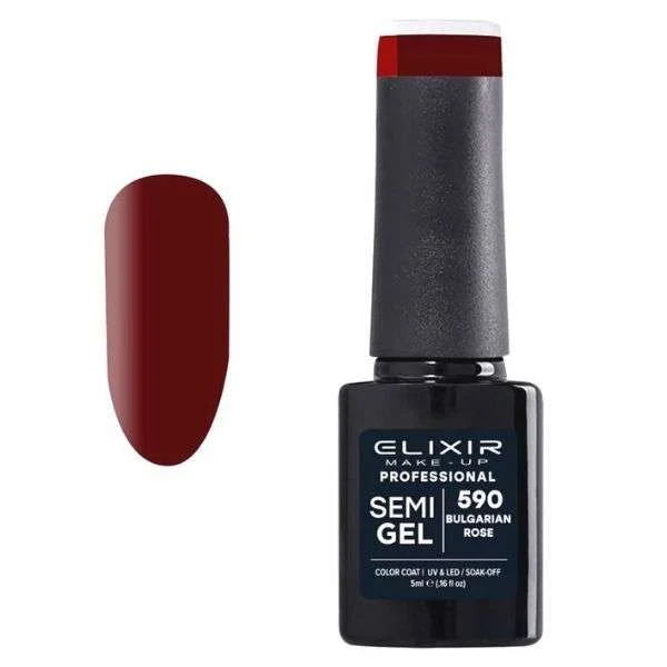 Φωτογραφία προϊόντος: Elixir Professional Semi Gel Ημιμόνιμο Βερνίκι Νυχιών 590 Bulgarian Rose Κόκκινο Κερασί 5ml