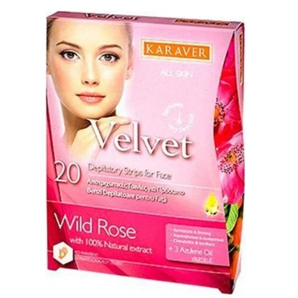 Φωτογραφία προϊόντος: Karaver Velvet Wild Rose 20 Ταινίες Αποτρίχωσης Προσώπου 3ml