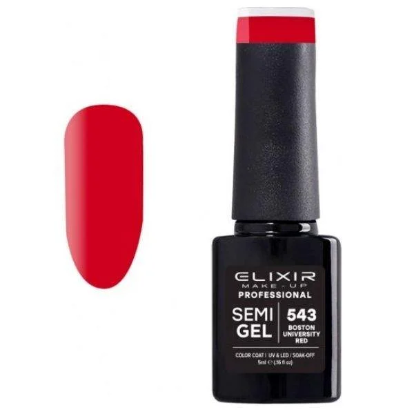 Φωτογραφία προϊόντος: Elixir Professional Semi Gel Ημιμόνιμο Βερνίκι Νυχιών 543 Boston University Red Κόκκινο Ανοιχτό 5ml