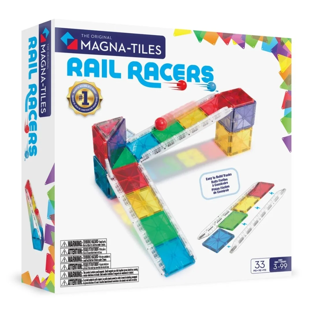 Φωτογραφία προϊόντος: 251033RR Magna-Tiles Μαγνητικό παιχνίδι κατασκευών Rail Racers 33 Τεμάχια