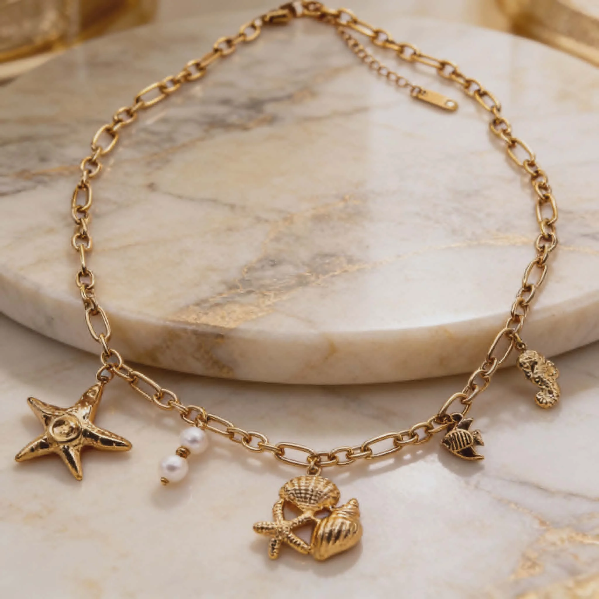 Φωτογραφία προϊόντος: LAVORE Sea Charms Gold Necklace Stainless Steel