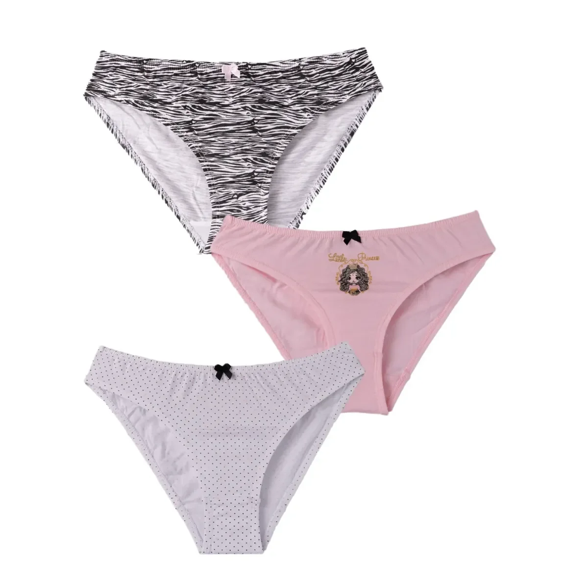 Φωτογραφία προϊόντος: Minerva Παιδικό Slip Κορίτσι Zebra Dots - Τριπλό Πακέτο, Χρώμα Ροζ-Λευκό-Μαύρο