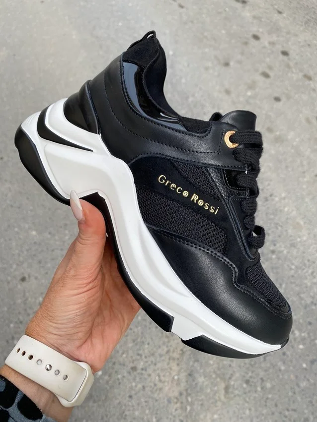 Φωτογραφία προϊόντος: OLIA Μαύρο sneaker με πλατφόρμα και κορδόνι H9001