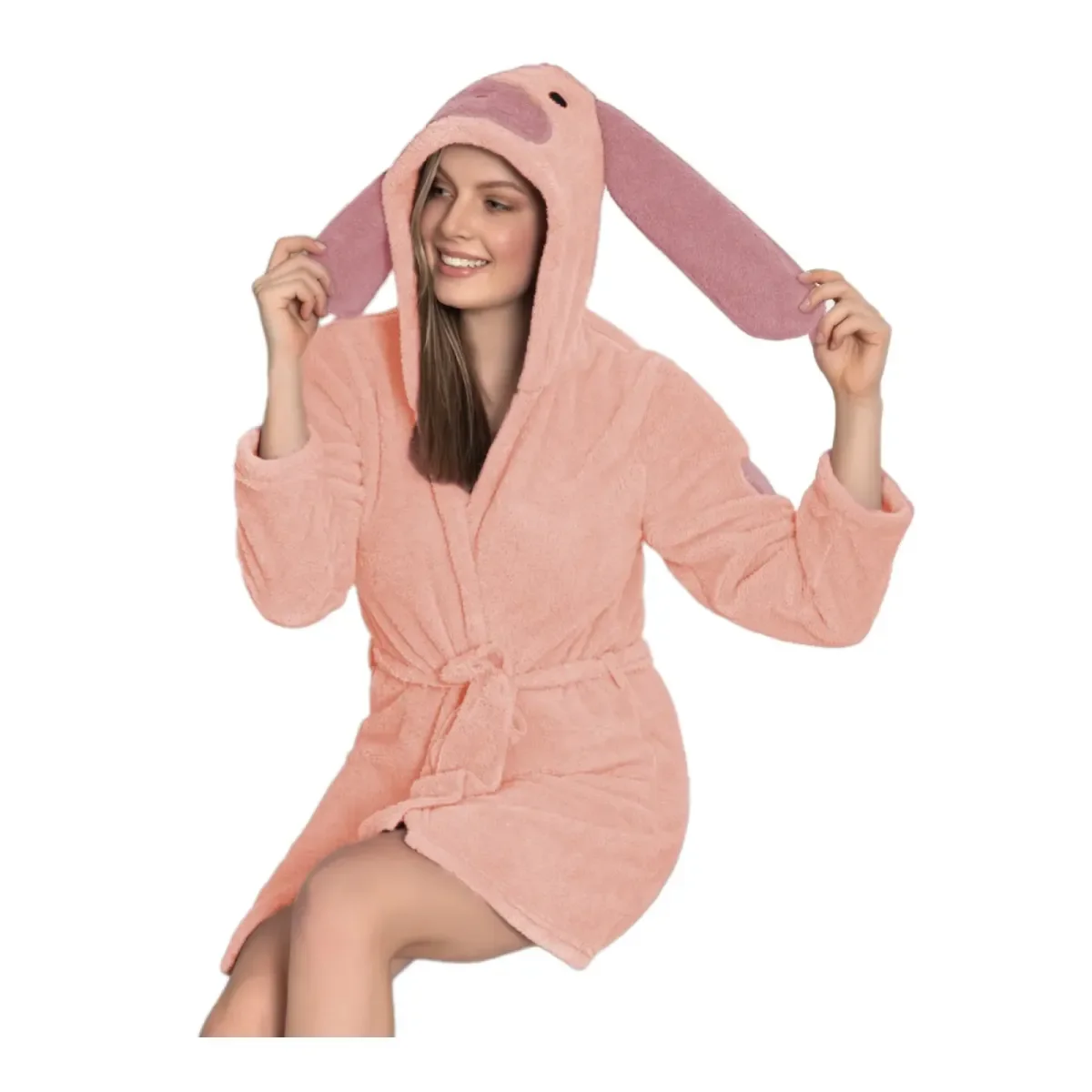 Φωτογραφία προϊόντος: FMS Γυναικεία Ρόμπα Fleece Rabbit, Χρώμα Σομόν