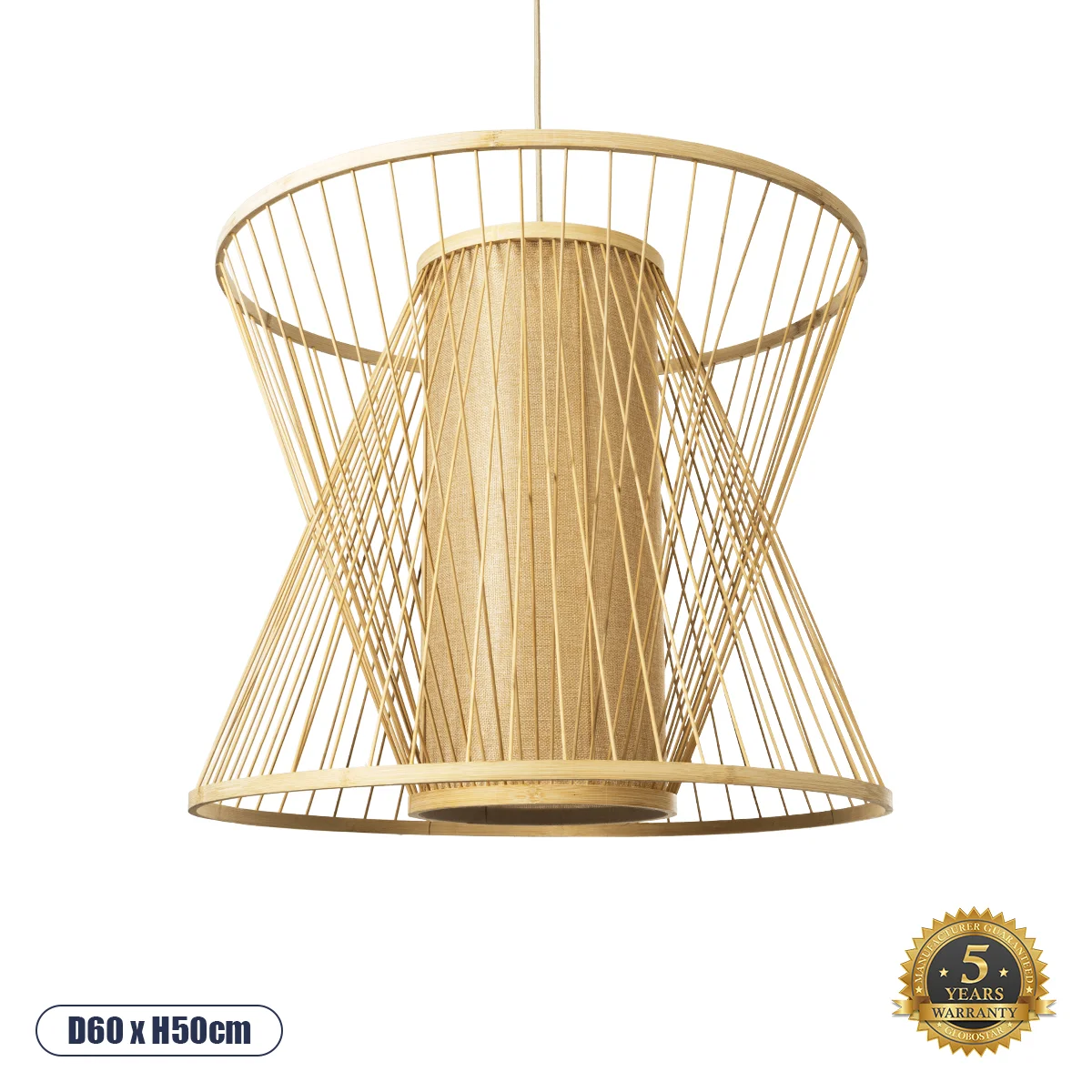 Φωτογραφία προϊόντος: GLOBOSTAR® HIBISCUS 01925 Boho Κρεμαστό Φωτιστικό Οροφής με Ντουί 1 x E27 AC 220-240V IP20 - Μπεζ - Μ60 x Π60 x Υ50cm