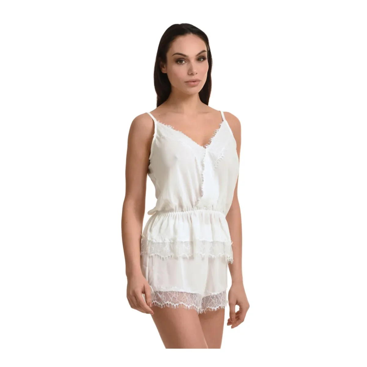 Φωτογραφία προϊόντος: Miss Rosy Γυναικείο Babydoll Ζορζέτα Δαντέλα, Χρώμα Ιβουάρ