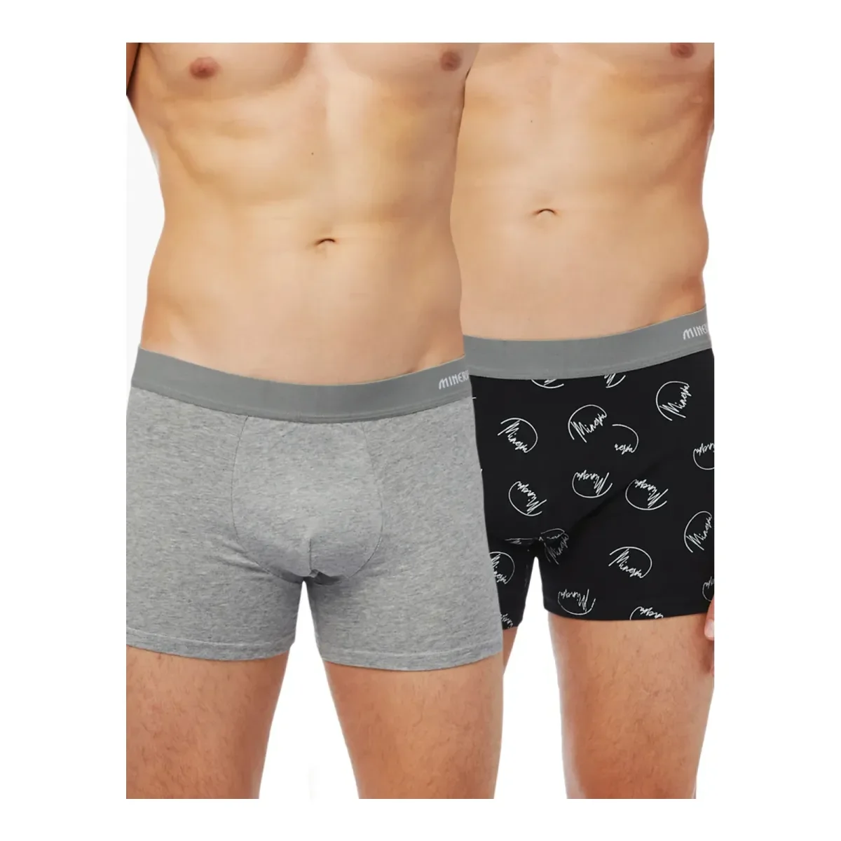 Φωτογραφία προϊόντος: Minerva Ανδρικό Boxer Signature Mengear - Διπλό Πακέτο, Χρώμα Γκρι Μελανζέ-Μαύρο