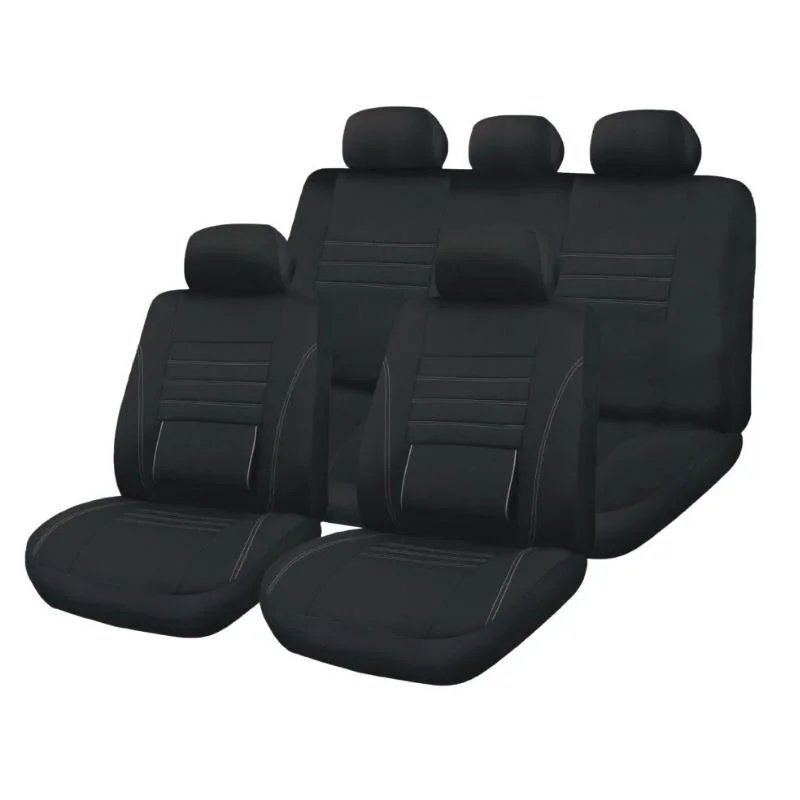 Φωτογραφία προϊόντος: Kaver Comfy πλήρες σετ κάλυμμα αυτοκινήτου 11 τεμαχιών μαύρο με γκρι γραμμές