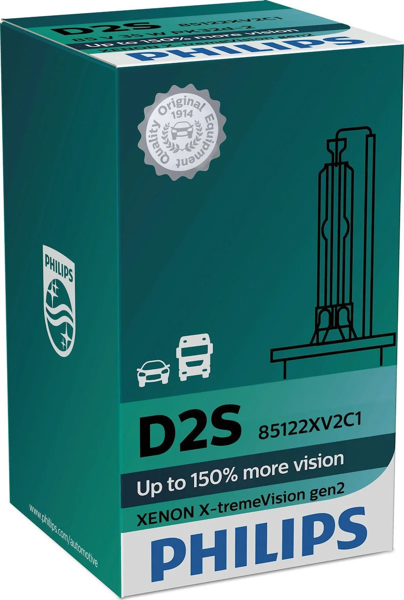 Φωτογραφία προϊόντος: Λαμπα PHILIPS D2S Xenon 85V 35W X-TREME VISION GEN2 150% Περισσότερο φως μέχρι και 4800K