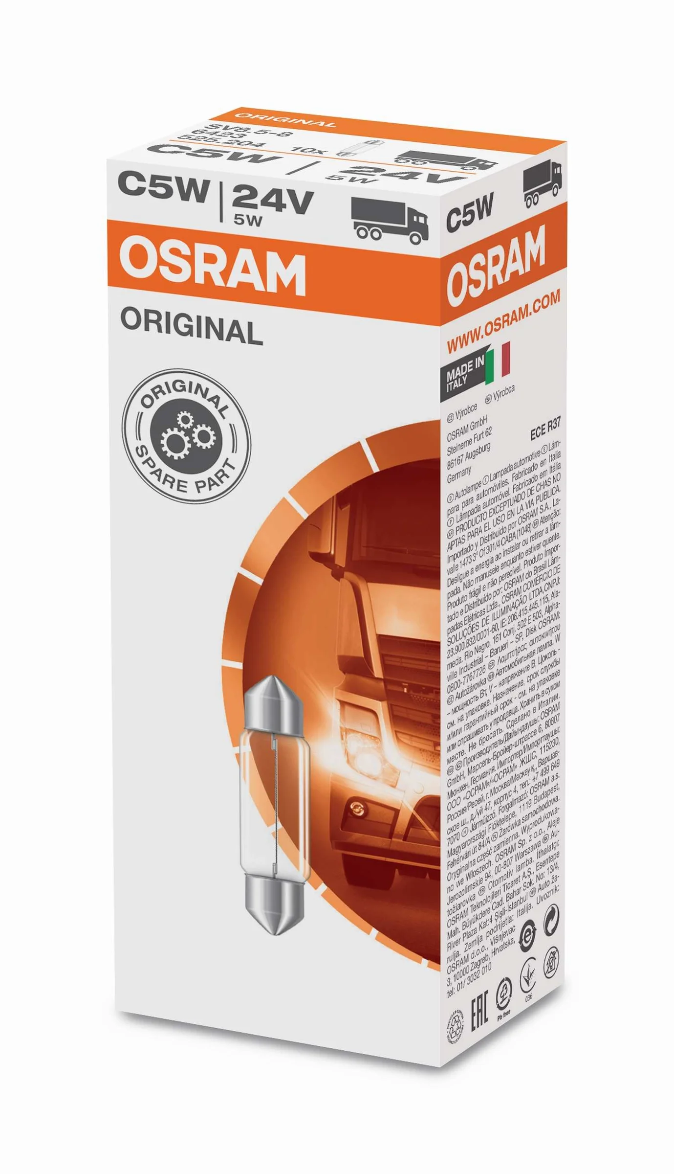 Φωτογραφία προϊόντος: Osram C5W Original Line 24V 5W 10τμχ Box