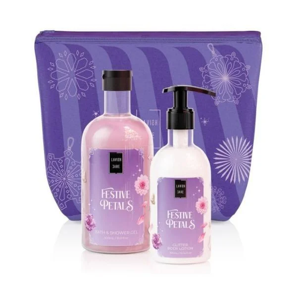 Φωτογραφία προϊόντος: Lavish Care Festive Petals Bag Set Bath + Shower Gel Αφρόλουτρο 500 ml + Glitter Body Lotion 300 ml
