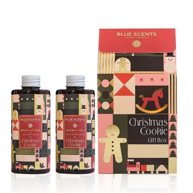 Φωτογραφία προϊόντος: Blue Scents Promo Gift Box Christmas Cookie Αφρόλουτρο Σώματος 300ml + Ενυδατικό Γαλάκτωμα Σώματος 300ml