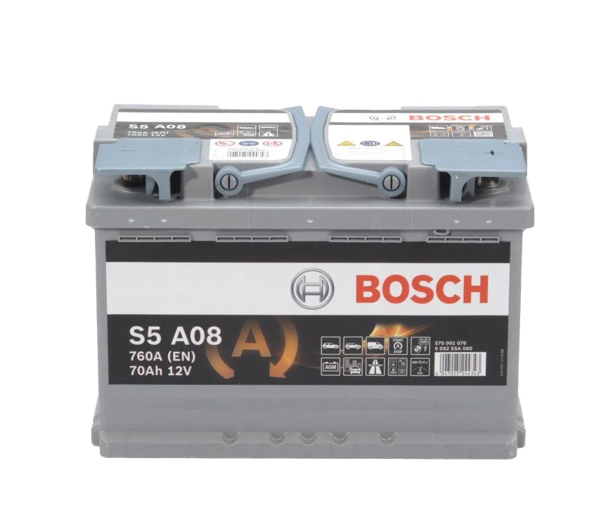 Φωτογραφία προϊόντος: Bosch S5A08 AGM – 12V 70Ah 760A (EN) – Start-Stop – 278×175×190 mm Δ+